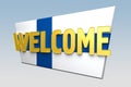 Welcome sign is painted color of flag Finland