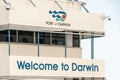 Welcome sign at Port of Darwin, Australia.