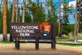 Welcome sign at the south entrance to Yellowstone National park in Wyoming, USA Royalty Free Stock Photo