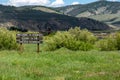 Welcome sign for Stanley Idaho, a small town in the Sawtooth Mountains and National Forest of ID