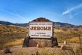 Welcome sign to the historic mountain town of Jerome, Arizona