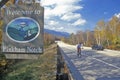 Welcome sign to Pinkham Notch, NH on Route 16 in White Mountains