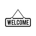 Welcome sign trendy vector icon template. Hanging frame welcome icon sign design Royalty Free Stock Photo