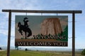 A welcome sign at the Wyoming state line Royalty Free Stock Photo