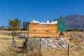 Welcome signpost to Lone Pine city at the entrance along famous highway number 385 Royalty Free Stock Photo