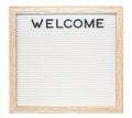 Welcome on small wood-framed white letter board- changeable letter sign board - isolated on white-Room for text