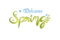 Welcome spring leaf text word handmade grunge lettering sign for your garden