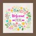 Welcome spring season, floral illustration background