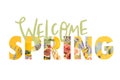 WELCOME SPRING sign cut out of floral bouquet Royalty Free Stock Photo