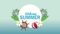 welcome summer lettering with timon and balloon beach