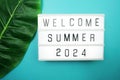 Welcome Summer 2024 word in light box Royalty Free Stock Photo