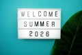 Welcome Summer 2026 word in light box Royalty Free Stock Photo