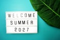 Welcome Summer 2027 word in light box Royalty Free Stock Photo