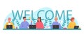 Welcome team. New worker or team member welcome word, new member celebration message banner vector illustration Royalty Free Stock Photo