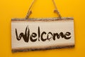 Welcome Text On Wooden Sign Royalty Free Stock Photo