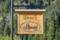 Welcome to Alpental ski area sign hanging on pole