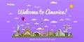 Welcome to America poster with famous attractions