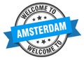 welcome to Amsterdam. Welcome to Amsterdam isolated stamp.