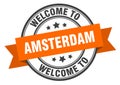 welcome to Amsterdam. Welcome to Amsterdam isolated stamp.