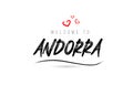 Welcome to ANDORRA country text typography with red love heart and black name