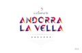 Welcome to andorra la vella andorra card and letter design typography icon