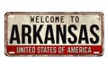 Welcome to Arkansas vintage rusty metal plate