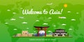 Welcome to Asia poster with famous attractions