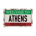 Welcome to Athens Georgia vintage rusty metal sign on a white background, vector illustration