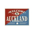 Welcome to Auckland New Zealand tourism badge or label sticker. Isolated on white. Vacation retail product for print or