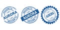 welcome to Aurora blue old stamp