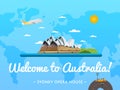 Welcome to Australia poster with famous attraction