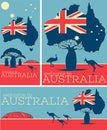 Welcome to Australia vintage poster set Royalty Free Stock Photo