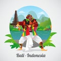 Welcome to Bali Greeting card with Balinese Mask Dancer