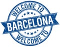 welcome to Barcelona blue round stamp
