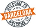 welcome to Barcelona stamp