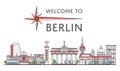 Welcome to Berlin poster in linear style