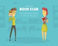 Welcome to Book Club Banner Template with Space for Text, Design Element Can Be Used for Invitation, Card, Flyer, Promo