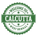 WELCOME TO CALCUTTA - WEST BENGAL, words written on green stamp