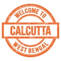 WELCOME TO CALCUTTA - WEST BENGAL, words written on orange stamp