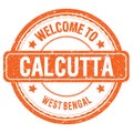 WELCOME TO CALCUTTA - WEST BENGAL, words written on orange stamp