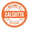 WELCOME TO CALCUTTA - WEST BENGAL, words written on orange stamp