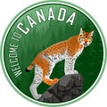 Welcome to Canada woodland forest label logo emblem with lynx - Vector