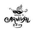 Welcome to Carnival 2019. Logo writing in spanish. Translated as Carnival 2019.