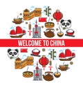 Welcome to China Chinese national symbols traveling and tourism Royalty Free Stock Photo