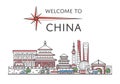 Welcome to China poster in linear style