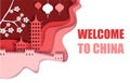 Welcome To China Poster, Vector Paper Cut Illustration