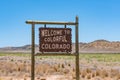 Welcome to Colorful Colorado Roadside Sign Royalty Free Stock Photo
