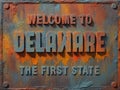 Welcome to Delaware Rusted Street Sign Royalty Free Stock Photo