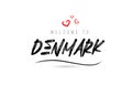 Welcome to DENMARK country text typography with red love heart and black name