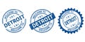 welcome to DETROIT blue old stamp